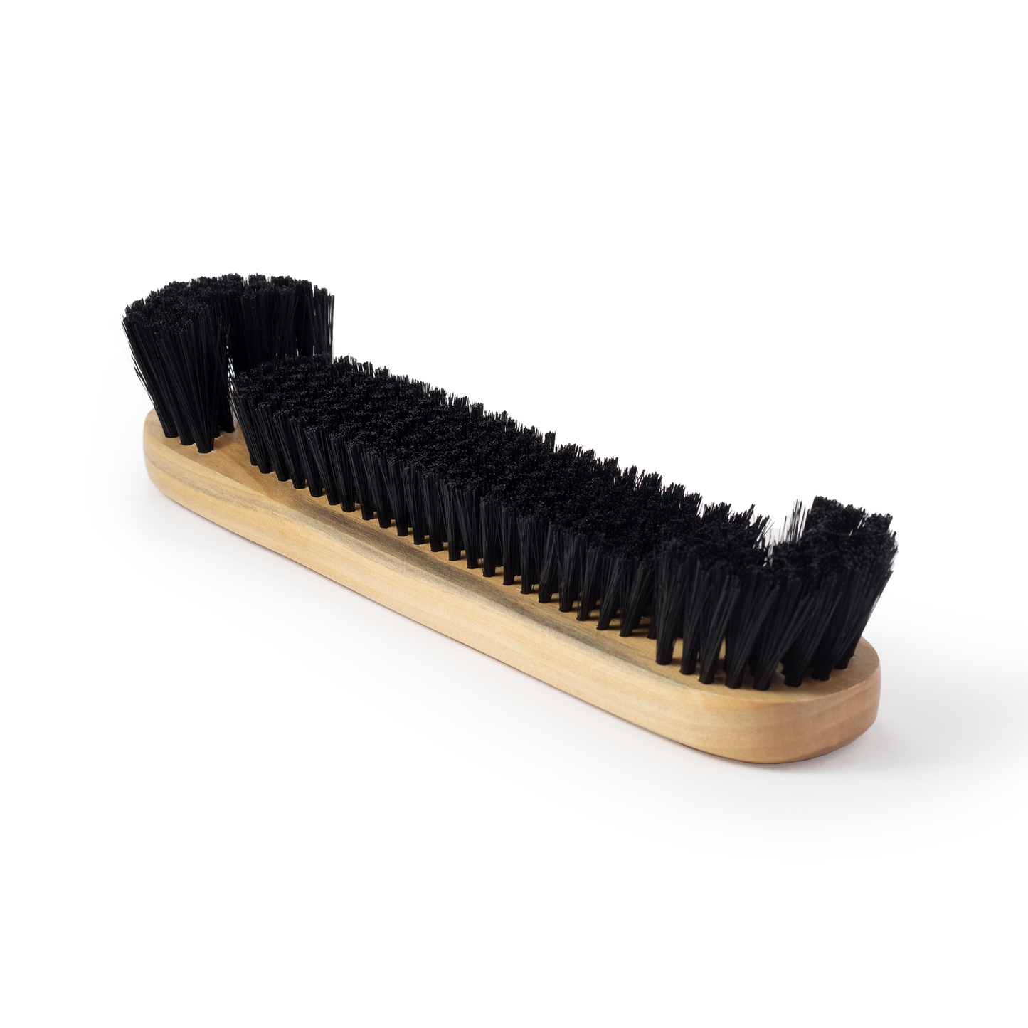 Pool Table Bristle brush with black bristles on a wooden handle against a white background